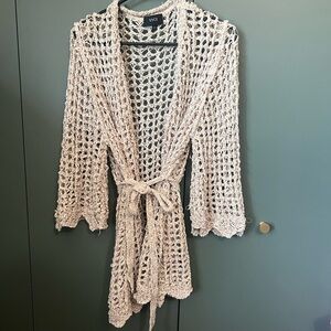 Vici Light Tan Crochet cardigan